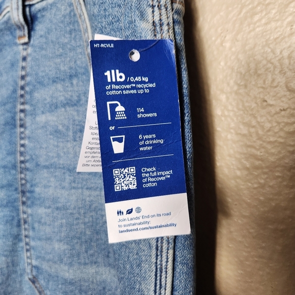 Lands End Wmns Recover High Rise Relaxed Straight Utility Blue Jeans |16x30| NEW - Picture 6 of 12